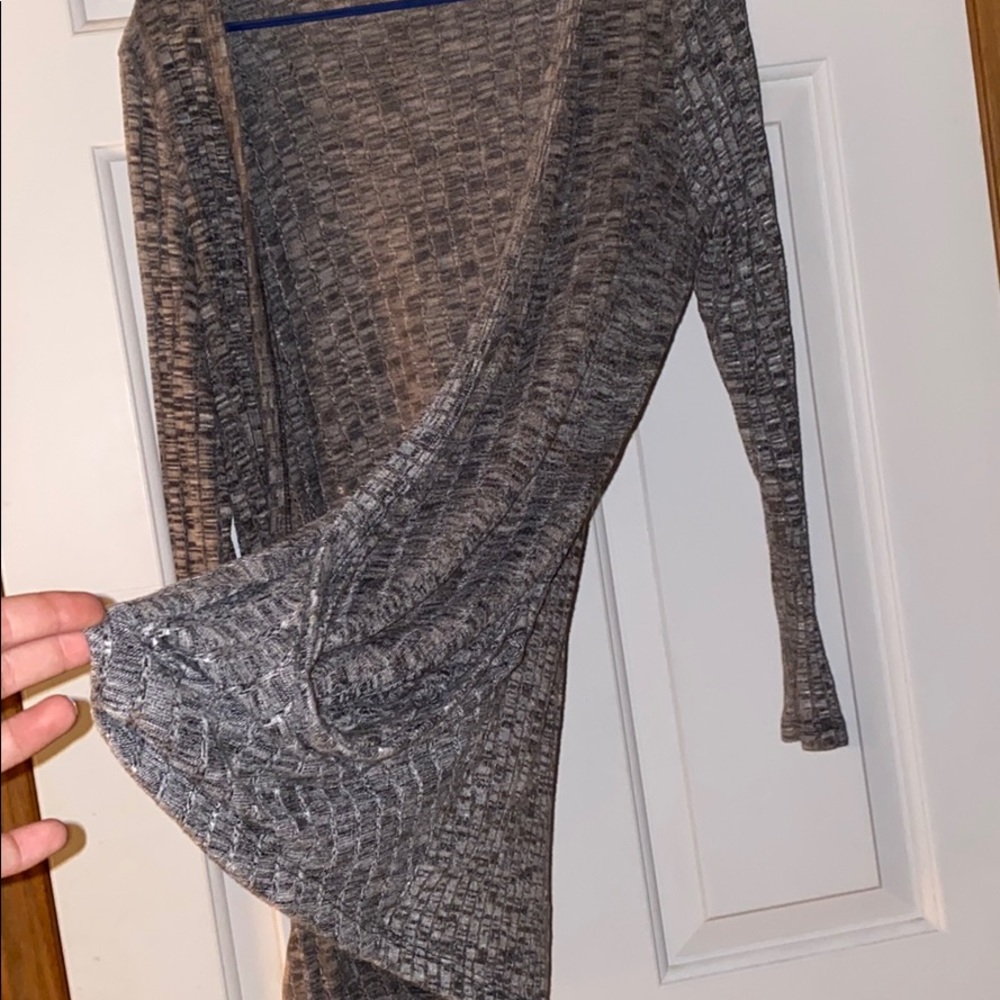 Black, gray and white cardigan